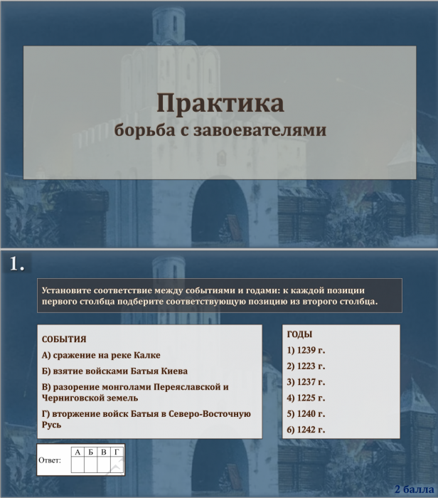 Тема 4. Практика. Борьба с завоевателями