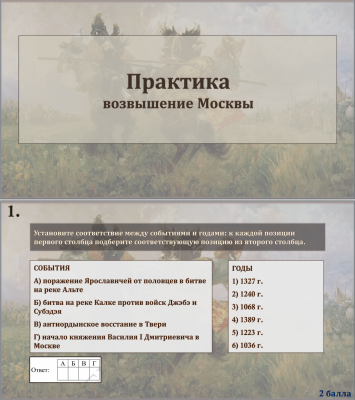 Тема 5. Практика. Возвышение Москвы